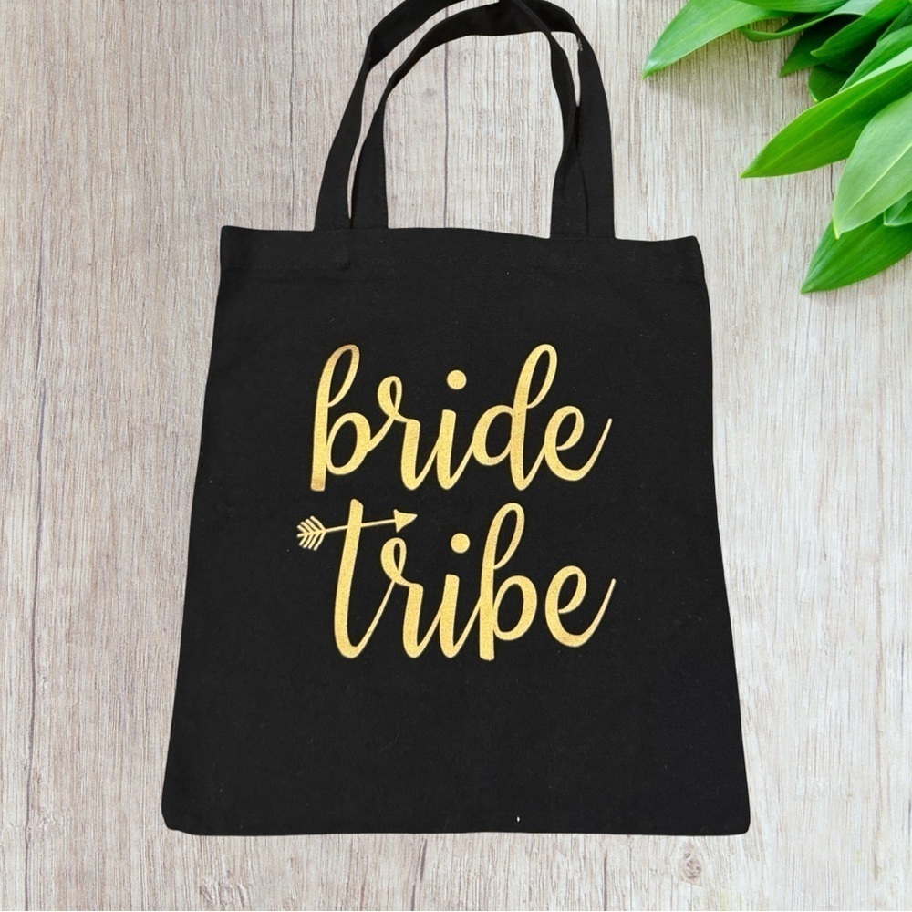 Unbranded Bride Tribe Black and Gold Tote Bag